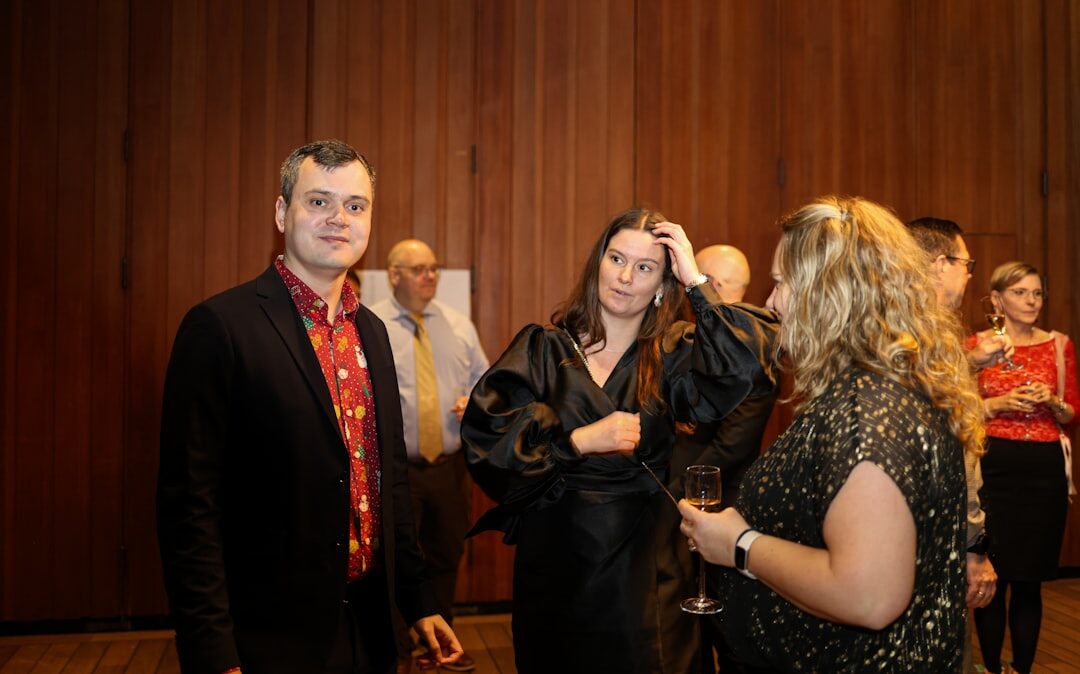 Business professionals networking at a corporate event